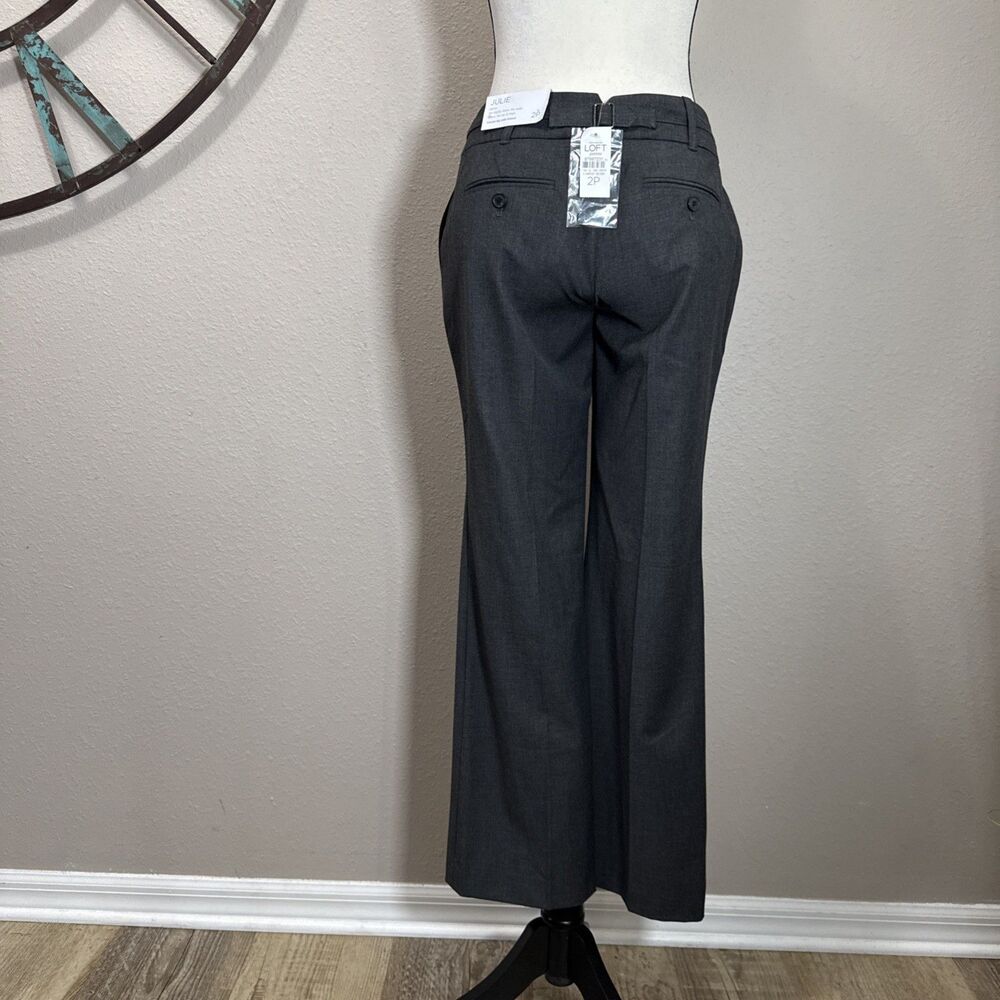 Ann Taylor LOFT Petite Pants 2P NWT Charcoal Gray Curvy Julie Fit Trouser Leg - Picture 2 of 5